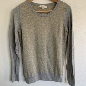 Loft | Grey and Gold Metallic Sweater